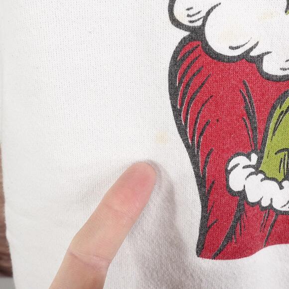 Vintage Grinch Sweatshirt XL White Graphic Dr Seuss Christmas 90s - Picture 6 of 12